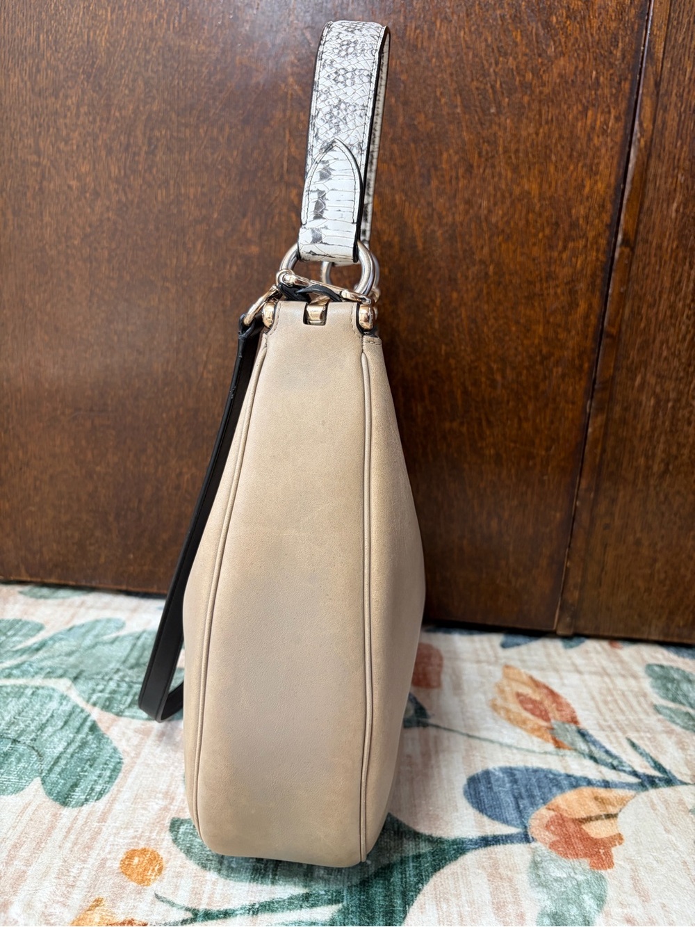 Coach NOMAD HOBO GLOVETANNED LEATHER
HANDBAG PURSE with Snake-Print Strap - Picture 7 of 14